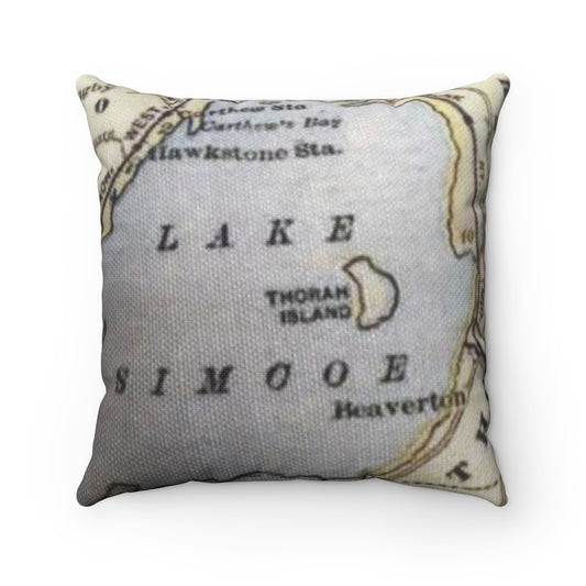 Map of Lake Simcoe Square Pillow